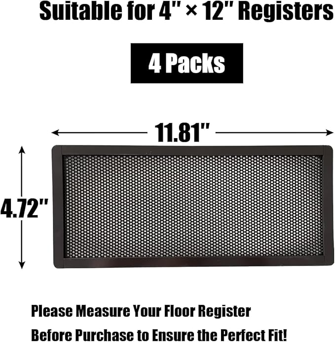 Floor Register Vent Cover- 4"x12" Magnetic Air Vent Screen Mesh Cover, Perfect for Wall/Ceiling/Floor Air Vent Filters (4-Packs) - Image 7