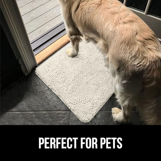 GORILLA GRIP SOAKSTOPPER Dog Door Mat, 36x24 Machine Washable Rug Absorbent Doormat Captures Moisture Mud Dirt, Quick Dry Soft Chenille Entryway Rugs Indoor Entrance Mats for Dog Paws, Cream - Image 6