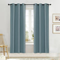 NICETOWN Black Out Curtain Panel Shade, Single Piece, 34 inches Wide by 72 inches Long, Greyish Blue, Solid Energy Efficient Eyelet Top Window Blind for Guest Room by NICETOWN