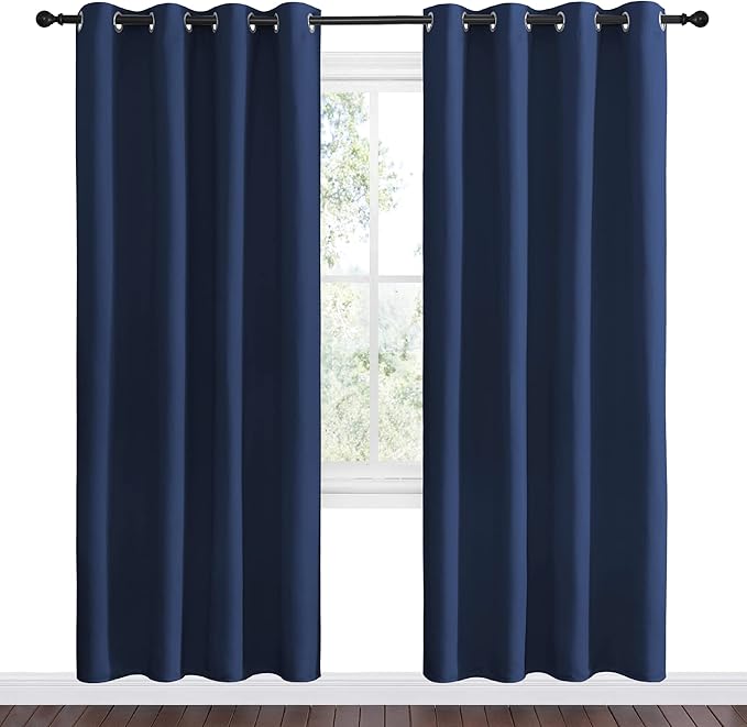 NICETOWN Navy Blackout Curtains 78" Long for Living Room, Thermal Insulated Window Treatment Light Reducing Room Darkening Drapes for Boys Kids Bedroom, Classroom, Apartment (55" W x 78” L, Set of 2) - Image 2