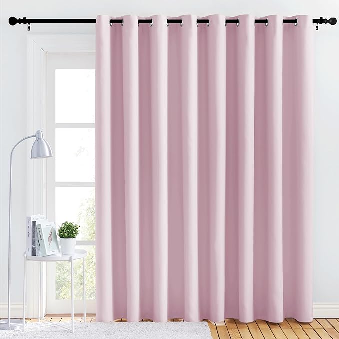 NICETOWN Bedroom Blackout Curtain Panel - (120 inches by 84 inch, Baby Pink, 1 PC) Energy Saving Thermal Insulated Grommet Blackout Drapery for Patio, Room Divider Curtain by NICETOWN