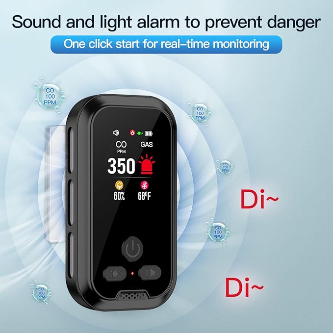 4IN1 Plug in Natural Gas & Carbon Monoxide Detectors Combination Builti-in 2000 mAh Backup Battery HD Screen [Propane Methane Gas CO Temp Humidity Sensor] Alarm for Home Hotel RV (White) - Image 5
