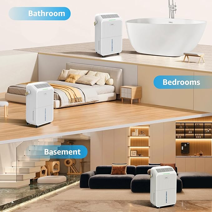 KNKA 2500 Sq.Ft Dehumidifiers for Home with Drain Hose Max 34 Pints, Dehumidifier for Basement, Bedroom, Bathroom, Large Room, Three Modes, Intelligent Humidity Control, Dry Clothes, 24HR Timer - Image 6