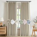 Kayne Studio Sand Pinch Pleated Full Blackout Curtains, Linen Blend Room Darkening Thermal Insulated Soundproof Drapes, 84 Inch Back Tab Window Curtains for Living Room Bedroom (2 Panels, 40"x84") by KayneStudio