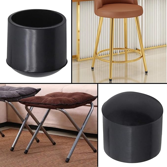 40Pcs Chair Leg Tips, 5/8 Inch Non-Slip Rubber Furniture Leg Caps Black Round Table Feet Covers Floor Protectors (16mm) - Image 6