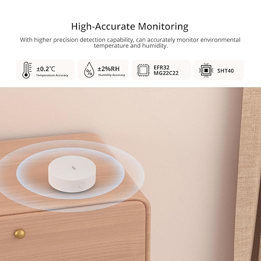 SONOFF SNZB-02P Zigbee Temperature Humidity Sensor, Indoor Thermometer Hygrometer with Alert, Works with Alexa & Google Home for Remote Monitoring and Home Automation, ZigBee 3.0 Hub Required (1) - Image 4