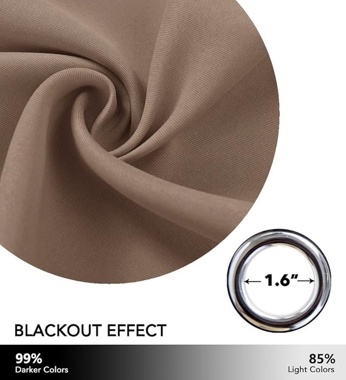 NICETOWN Noise Reducing Room Divider Curtains - Wide Width Grommet Top Partition Panel for Living, Bedroom, Baby Room (One Pack, 8ft Tall x 15ft Wide, Cappuccino) - Image 3