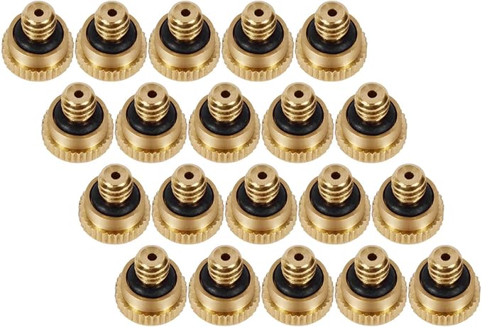KUWAN 0.016" Orifice (0.4mm) Thread UNC 10/24 Brass Misting Nozzles Low Pressure Atomizing Misting Sprayer Water Hose Nozzle for Greenhouse, Landscaping, Outdoor Cooling Mister System (20PCS) by KUWAN