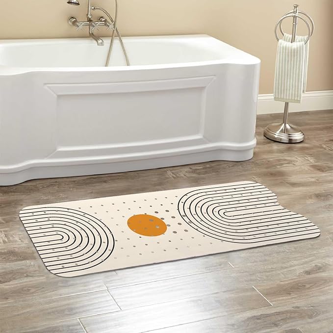 Rainbow Bathtub Mat Non Slip, Baby Bath Mat for Tub Rubber Tub Mat, Kids Bath Mats for Bathroom Modern Geometric Anti Slip Shower Mat with Suction and Drain Holes Machine Washable, 40″X16″ - Image 6