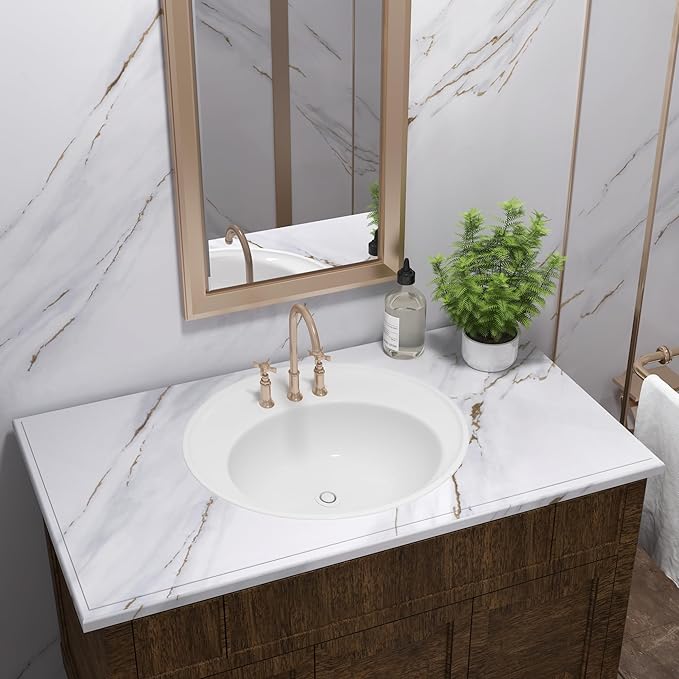 15.7"x354.3" Glossy White Marble Contact Paper for Countertops Waterproof Peel and Stick Wallpaper Marble with Glod Kitchen Counter Contact Paper Self Adhesive Removable Furniture Vinyl Wrap - Image 9