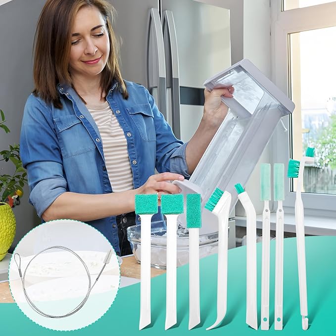 10Pcs Ice Maker Cleaning Brush Kit- 8 Pcs Crevice Cleaning Brush and 2 Pcs Drain Pipe Brushes Small Cleaning Tools for Tight Spaces Corner - Image 7