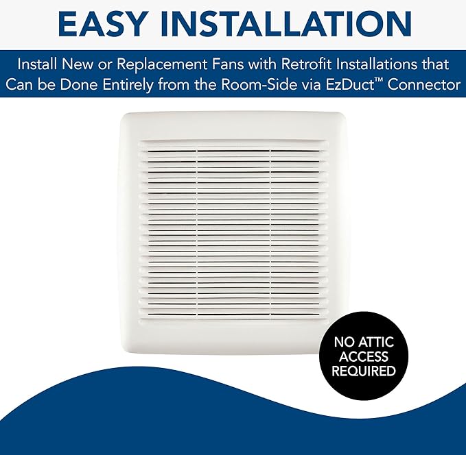 Broan-NuTone AE50 Ventilation Fan with Roomside Installation, ENERGY STAR Certified, Ceiling or Wall Mount, 50 CFM, 0.5 Sones, White - Image 6