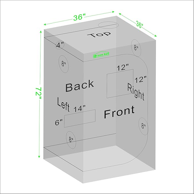 3x3 Grow Tent, 36"x36"x72" Growing Tent with Observation Window and Floor Tray for Hydroponics Indoor Plant Growing 3x3 Grow Room - Image 8