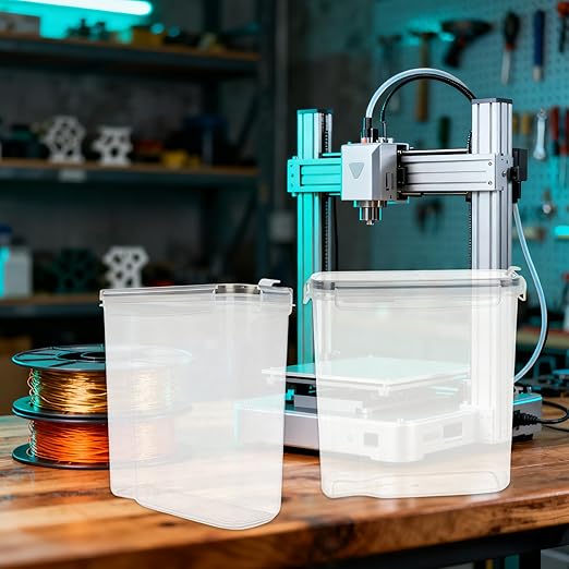 Klmnop 4 Pack Filament Storage Box, Portable 3D Printing Filament Container with Labels & Pen, Water-Proof and Dust-Proof Sealing for Storage and Organization(8.1×8.1×3.7Inch) - Image 6