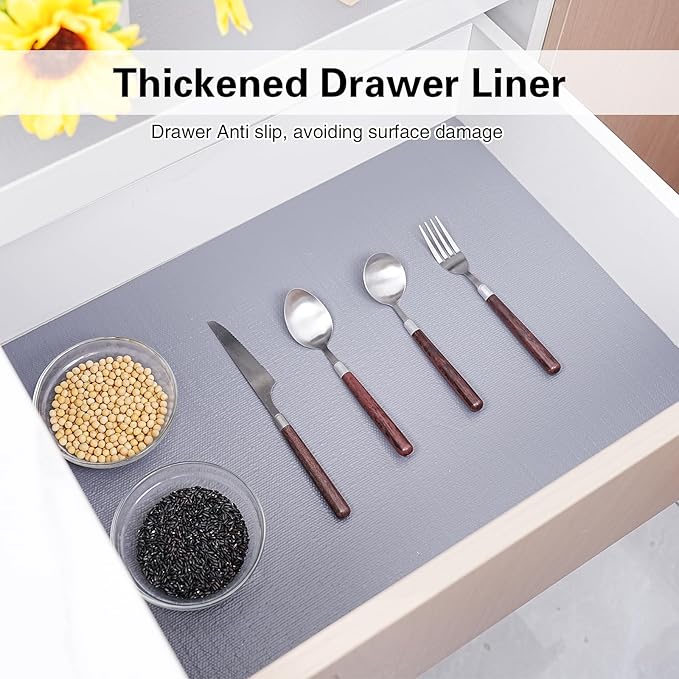 Drawer and Shelf Liner for Kitchen Cabinet,Non-Adhesive Cabinet Liner 18in x 20FT,Waterproof Shelf Paper Non-Slip Mats Cupboard Liners Contact Protect Dresser/Shelves/Table-Grey - Image 3