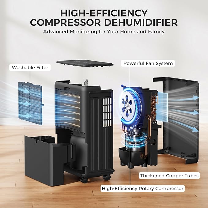 2000 Sq.Ft Dehumidifier for Basement, 30 Pints Portable Dehumidifier for Home with Drain Hose, 0.52 Gal Water Tank, Intelligent Humidity Control Auto Shut Off for Bathroom, Laundry, RV, Office - Image 7