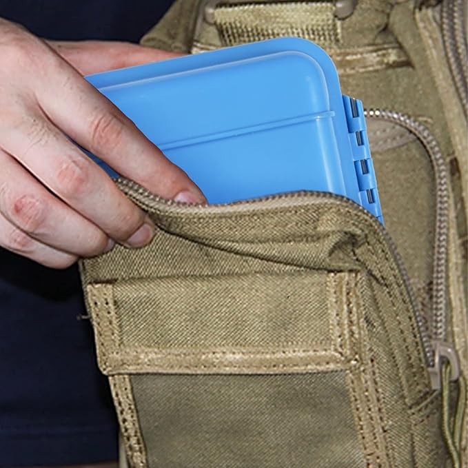 Dry Storage Box, Shockproof Waterproof Box with 2 U‑Shape Buckle, Plastic Storage Container for Cameras, Phones, Camping, Fishing, Hiking(Large-Blue) - Image 8