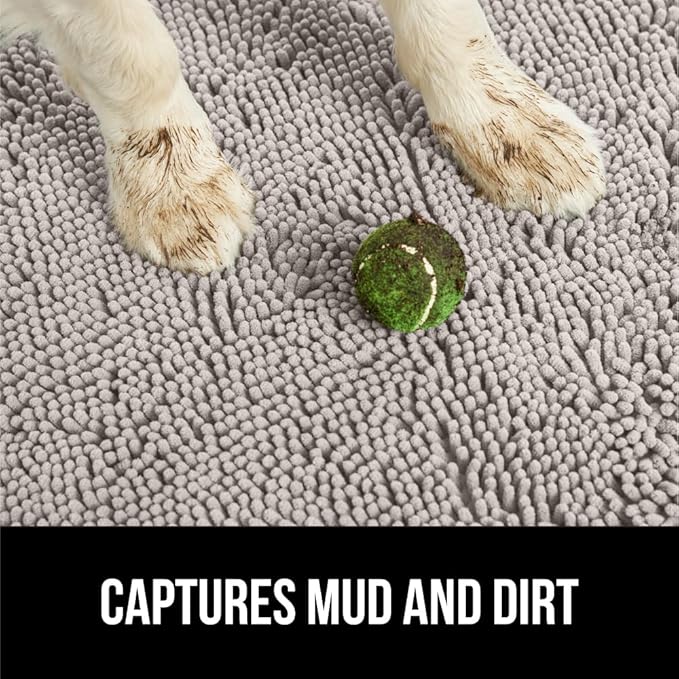 GORILLA GRIP SOAKSTOPPER Dog Door Mat, Machine Washable Rug Absorbent Doormat Captures Moisture Mud Dirt, Quick Dry Soft Chenille Entryway Rugs Indoor Entrance Mats for Dog Paws, 24x17 Light Gray - Image 3