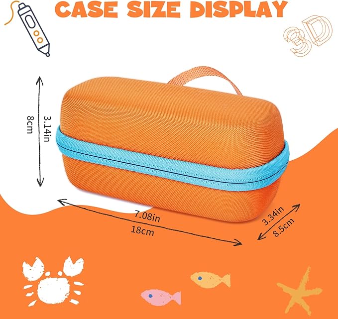 Case Compatible with 3Doodler Start+ Essentials for 3D Pen Set for Kids, Carrying Holder Fit for Printing Pens,Storage Organizer for Printing Filament Refill,Micro-USB Charger (3D-01-Orange) - Image 2