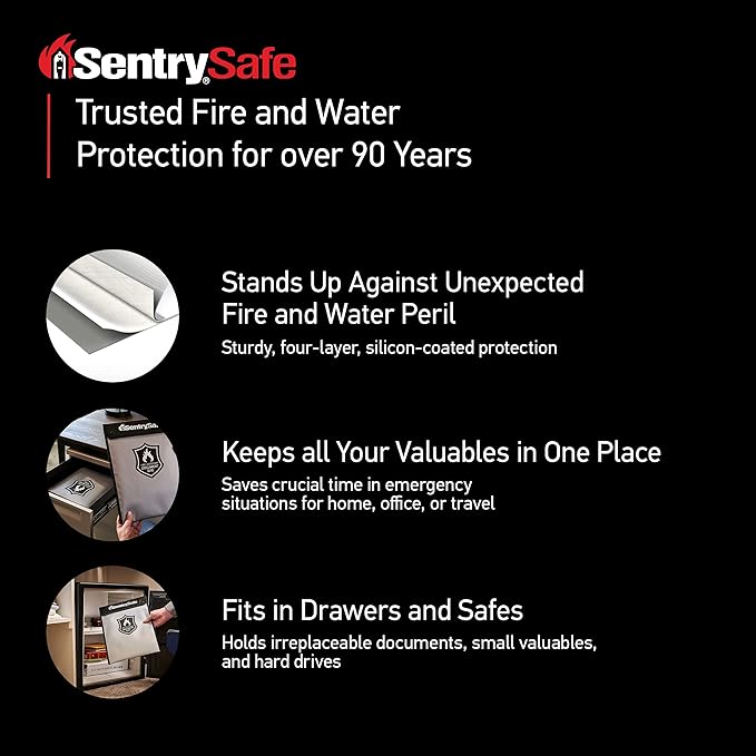 SentrySafe Fire and Water Resistant Portable Bag with Zipper for Money or Document Storage, FBWLZ0SSC - Image 5
