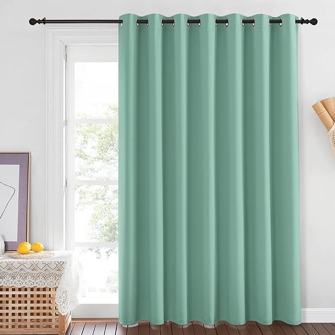 NICETOWN 84 inch Sliding Door Curtains for Bedroom, Grommet Thermal Insulated Blackout Window Treatment Sound Reducing Drape for Living Room, Aqua Blue, 1 Panel, W100 x L84 - Image 2