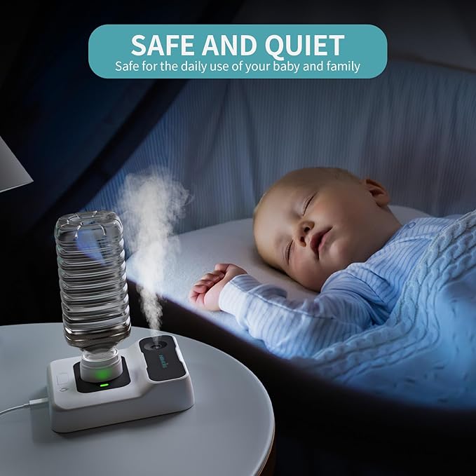 Portable Humidifiers for Travel, Small Mini Humidifier with Auto Shut-Off, Nightlight and Storage Bag for Hotel, Bedroom or Office, Plant Humidifier Indoor, White - Image 6
