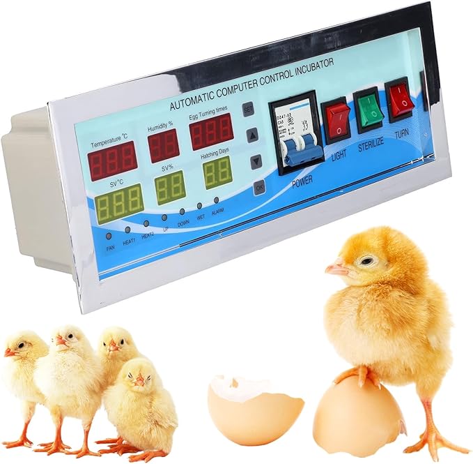 XM-18G Egg Incubator Controller Intelligent Six-Screen Six-Display Temperature Humidity Full Automatic Control for Chicken Goose Duck(0-99℃ 0-99% Rh)(110V) by Tissting