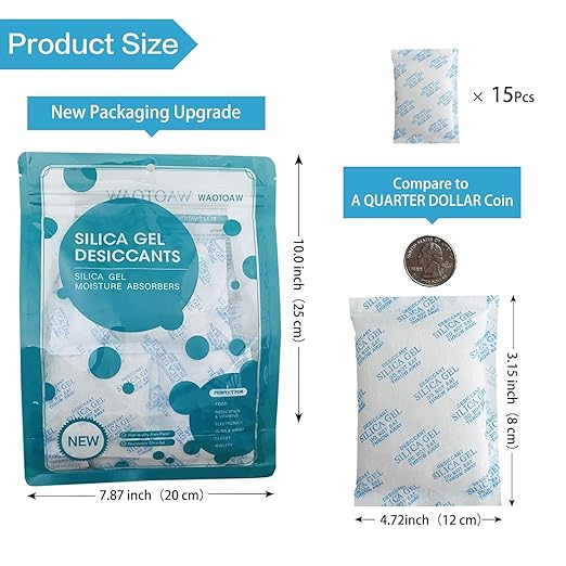 Silica Gel Packets – 50 Gram 25 Packs Desiccant Bags, Moisture Absorbers for Storage, Food Safe Desiccant Dehumidifier Packs for Seeds, 3D Filaments, Electronics, Safes, Clothes, Documents - Image 3