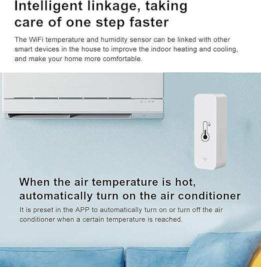 WiFi Temperature Humidity Sensor Smart Hygrometer Thermometer Sensor with APP Remote Monitor and Alert High Precision Indoor Thermometer No Hub Required, Compatible with Alexa Google Assistant - Image 7