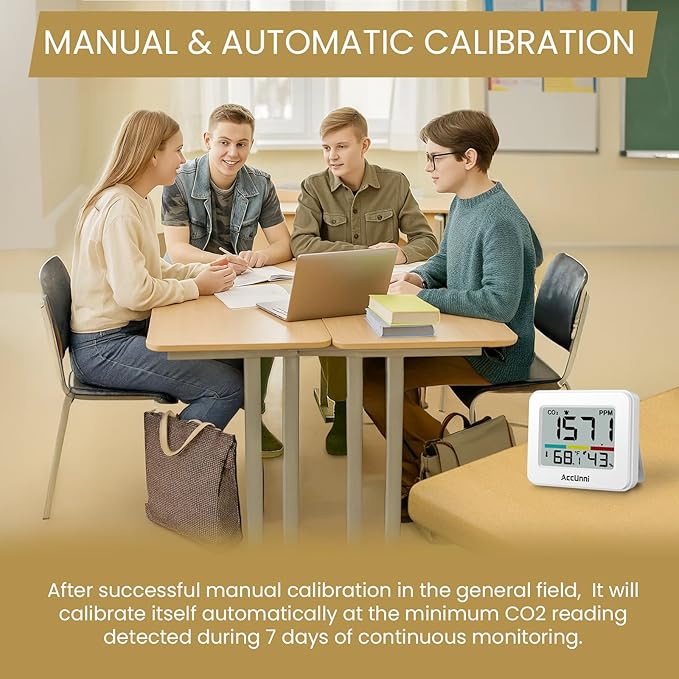 CO2 Monitor Air Quality Monitor Indoor Battery Powered, Carbon Dioxide Detector, Portable Temperature Humidity Meter, CO2 Alarm for Home, Hotel, Cars, Office or School - Image 6