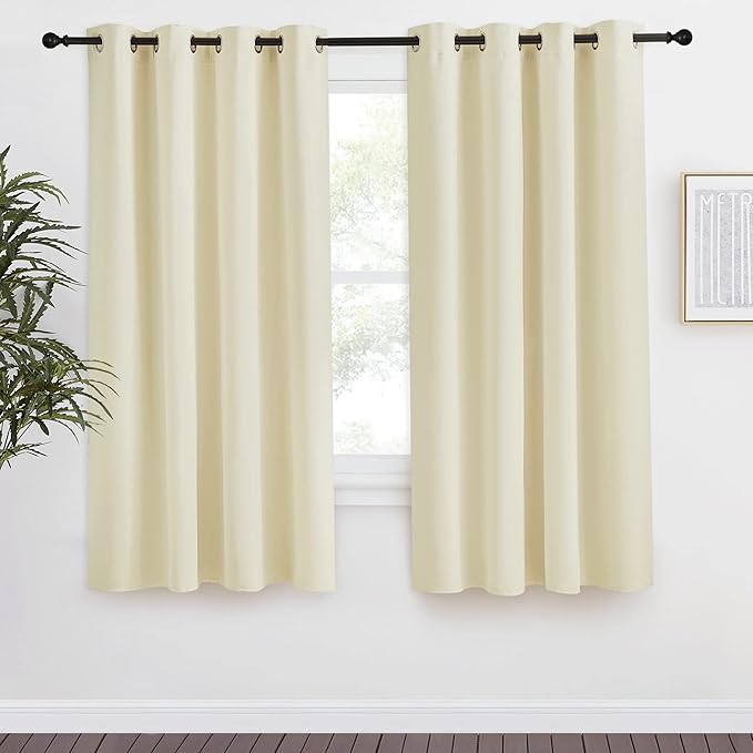 NICETOWN Room Darkening Blind Shade for Kids Bedroom, Beige, Single Panel, 55 x 68 inch, Triple Weave Home Decoration Light Blocking Solid Ring Top Curtain/Drape for Small Window by NICETOWN
