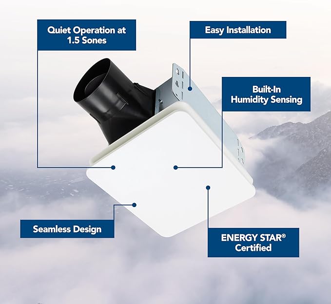 Broan-NuTone® Roomside Series Humidity Sensing Bathroom Exhaust Fan, 80 CFM, ENERGY STAR® - Image 2