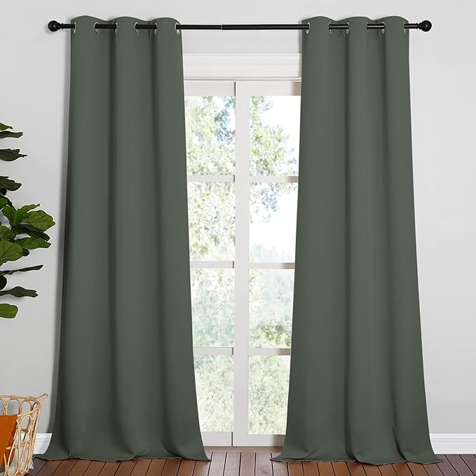 NICETOWN Room Darkening Curtain Panels - Toddler Boy Bedroom Drapes with Grommet Top, Energy Smart Window Treatment Curtains(Dark Mallard, 42 inches W x 90 inches L, 2 Panels) by NICETOWN