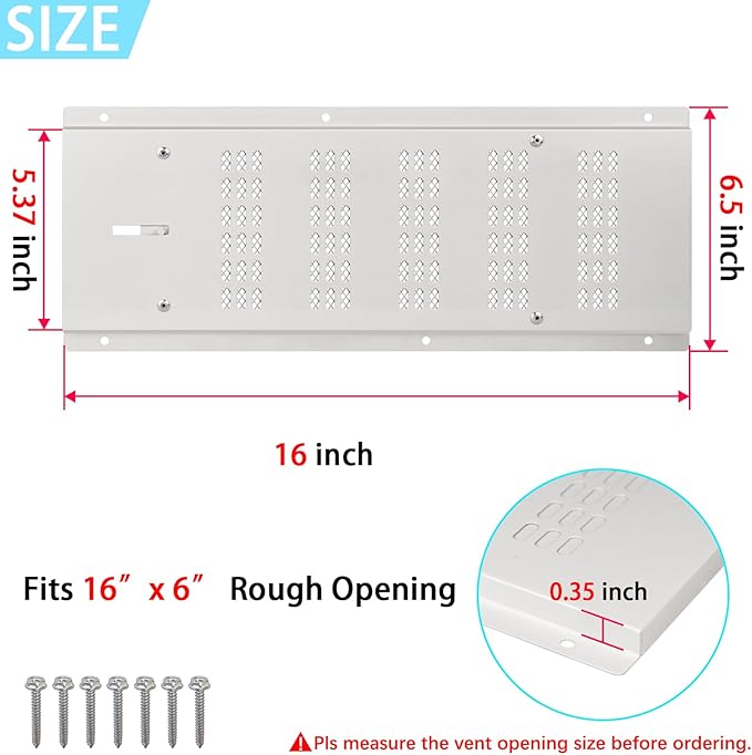 Foundation Vent Cover,Crawl Space Vent Cover for Foundation Garage Attic Home Improvement,16"x6.5" 3PCS Outdoor Crawl Space Air Wall Vent Cover with Damper&Screen to Reduce Moisture,White - Image 2