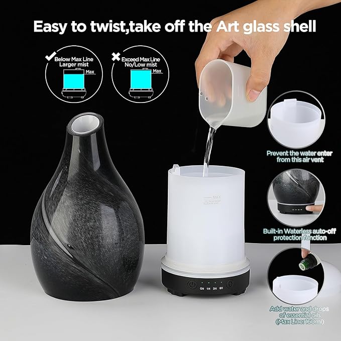 Star River Aromatherapy Diffuser - 160ml Ultrasonic Essential Oil Diffuser with 7-Color LED Night Light, Cool Mist Humidifier, Intermittent Mode & Auto Shut-Off for Home, Gift - Image 5