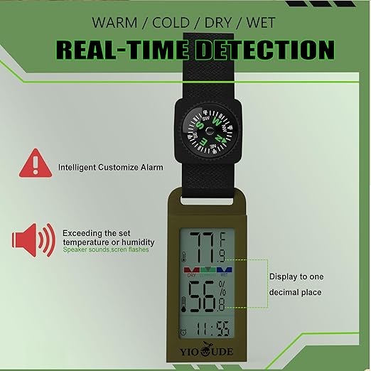 Indoor Outdoor Portable Thermometer Hygrometer with Accurate Temp & Humidity Detection Alarm Compass Crucial for a Comfortable Living Space, Camping, Workshop. Get it Now for a Controlled Environment - Image 4