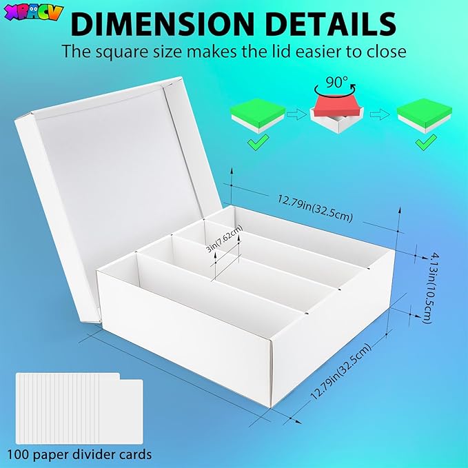 Trading Card Storage Box, 4 Row 3200 Count Collector Cards Box with Divider, White Corrugated Cardboard Compatible with Top Loader Organizer Sorting Tray Box for Sports Cards, MTG, TCG Cards (5-Pack) - Image 4