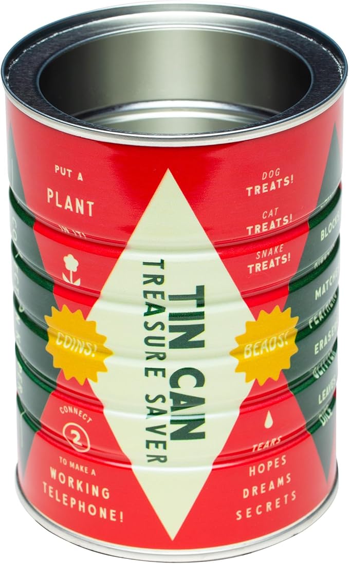 Retro Tin Can, Studio MPLS Designs, Collectable, Peel & Stick Valved End with Metal Lid, 8-12oz (4.0625 x 5.5 in) (Treasure Saver Design) - Image 2