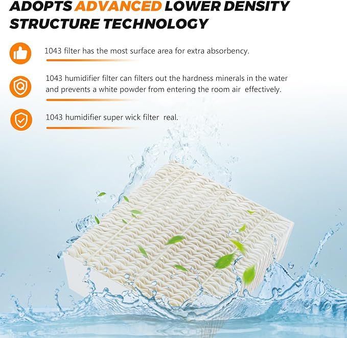 Blutoget 1043 Humidifier Wick Filters 3 Pack Replacement for Essick Air AIRCARE EP9500 EP9700 EP9800 EP9R500 EP9R800 821000 826000 826800 831000 &Bemis Space Saver 800 8000 Series Humidifiers - Image 3