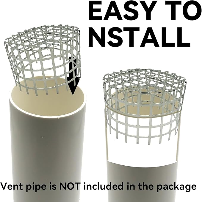 PVC Termination Mesh Vent Cover Cap, 304 Stainless Steel for 4.24" to 4.34" ID PVC Pipes – Furnace, Roof Vent, Exhaust Pipe Protector – Rustproof, Debris & Bird Guard – Conical Design for Max Airflow - Image 5