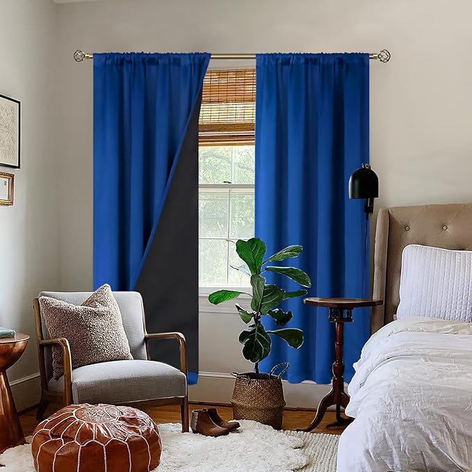 BGment 100% Blackout Curtains for Bedroom 84 Inch Length, Rod Pocket with Thermal Insulated Liner Full Room Darkening Curtains for Living Room, Each Window Curtains 2 Panels, 42 x 84 Inch, Royal Blue - Image 2