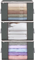 Large Storage Bags, 3 Pack Clothes Storage Bins Foldable Closet Organizers Storage Containers with Durable Handles Thick Fabric for Blanket Comforter Clothing Bedding 90 L (Gray) by BuddingJoy-BuildaJoyfulLifeforYou