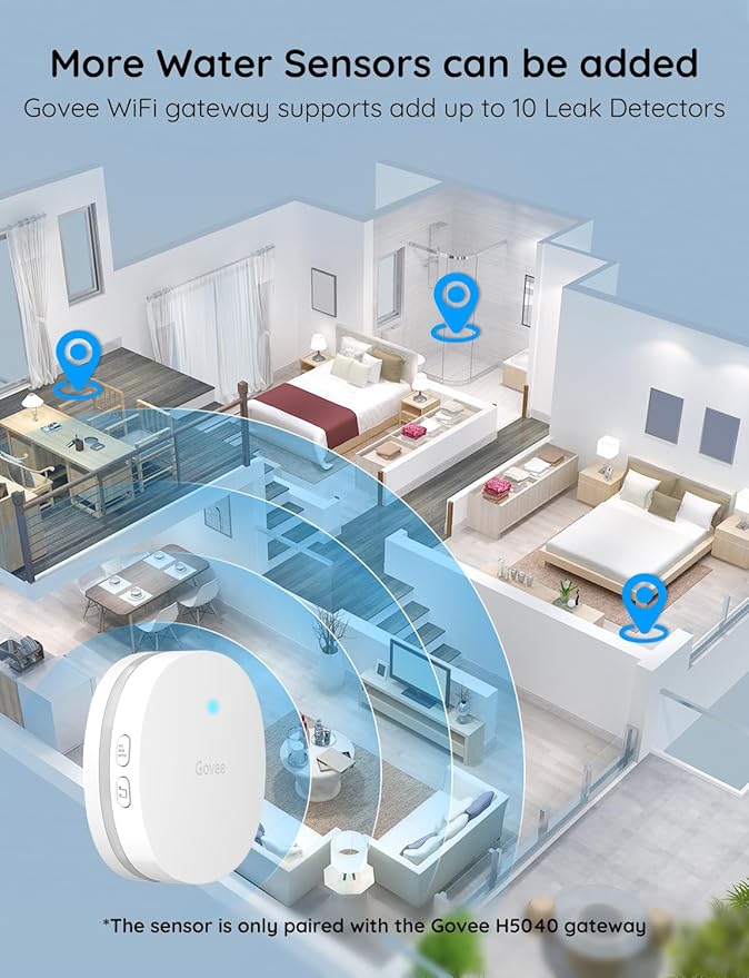 Govee Water Leak Detectors 1 Pack, 100dB Adjustable Audio Alarm Sensor, Sensitive Leak and Drip Alert, for Kitchen Bathroom Basement (Cannot Connect to Wi-Fi Directly) - Image 2