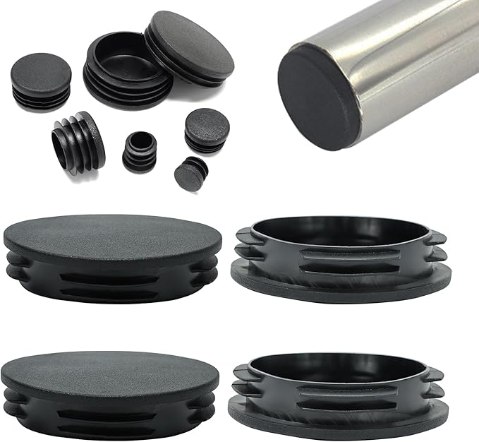 3" (76mm) Plastic Hole Plugs Black -Round Chair Leg Caps, Flush Mount Pipe Plugs, Tubing End Caps for Metal&Wood Legs Tube, Outdoor Furniture Feet caps & Table Plastic Plugs, 4 PCS by EASYEAH