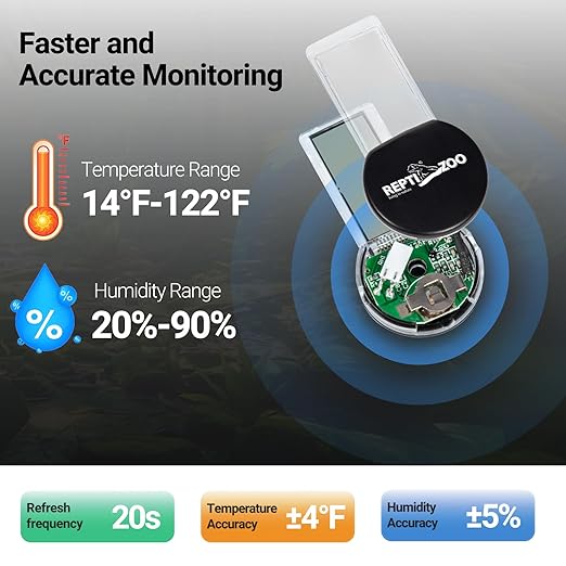 REPTI ZOO Magnetic Reptile Thermometer and Humidity Gauge, Digital LCD Temperature Humidity Monitor, Tank Terrarium Temp and Humidity Meter Accessories for Bearded Dragon, Snake, Hermit Crabs, Gecko - Image 2