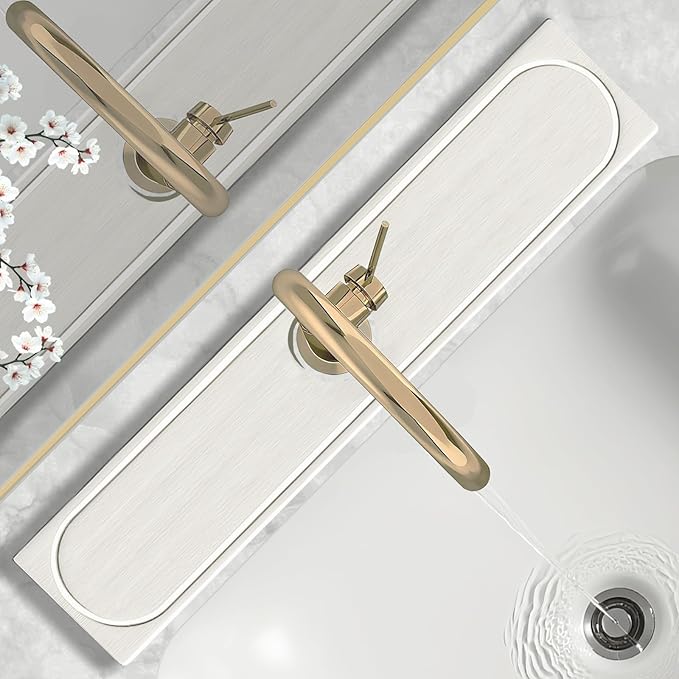 Faucet Mat for Kitchen Sink with Raised Feet, Fast Drying Diatomite Stone Sink Tray, Water Absorbent Faucet & Sink Splash Guard, Prevents Moisture Buildup, Durable Protector for Bathroom Counter by Unknown