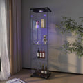 Yoluckea 4-Tier Glass Display Cabinet with LED Lighting, 1-Door Floor Standing Curio Cabinet with Universal Wheel for Home, Office, or Corner Display, Black Glass Bookshelf for Collections and Decor by Yoluckea