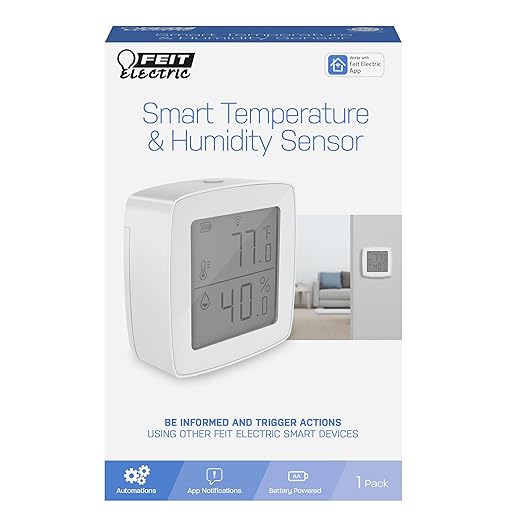 Feit Electric Smart Indoor WiFi Temperature and Humidity Sensor for Precision Environment Control, Wireless, Digital Remote App Control, Get Notification Alerts and No Hub Required - Temp/WiFi - Image 3