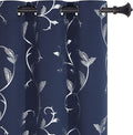 BUHUA Navy Blue Blackout Curtain Panels Grommet 84 Inch Length Print Window Blackout Curtains for Living Room 38W×84L Navy Blue 2 Drapes by BUHUA