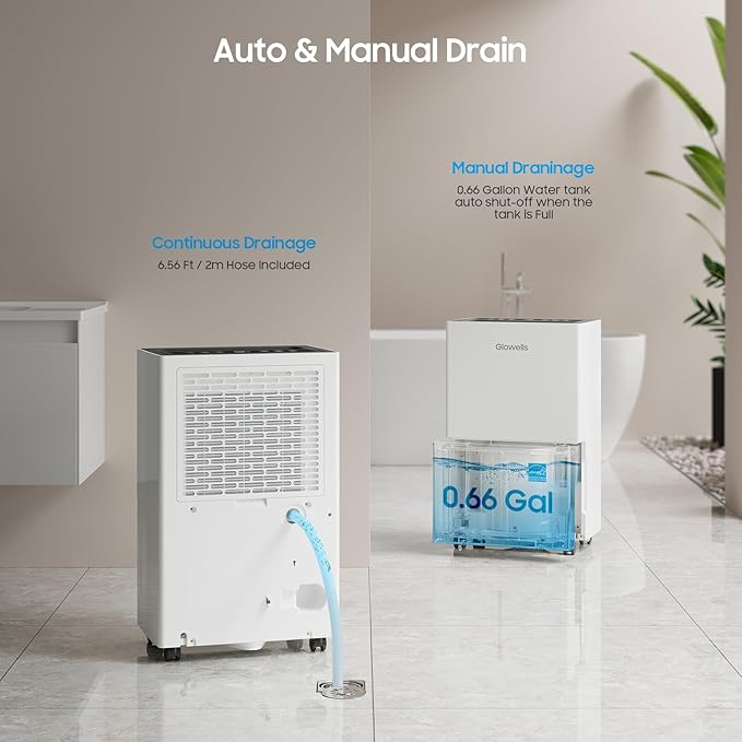 4500 Sq.ft Energy Star Dehumidifier for Home Basement, Glowells 52 Pints Large Room Dehumidifier with Drain Hose & Water Tank 0.58 Gal, Dehumidifiers with Smart Humidity Control, Auto Defrost - Image 7